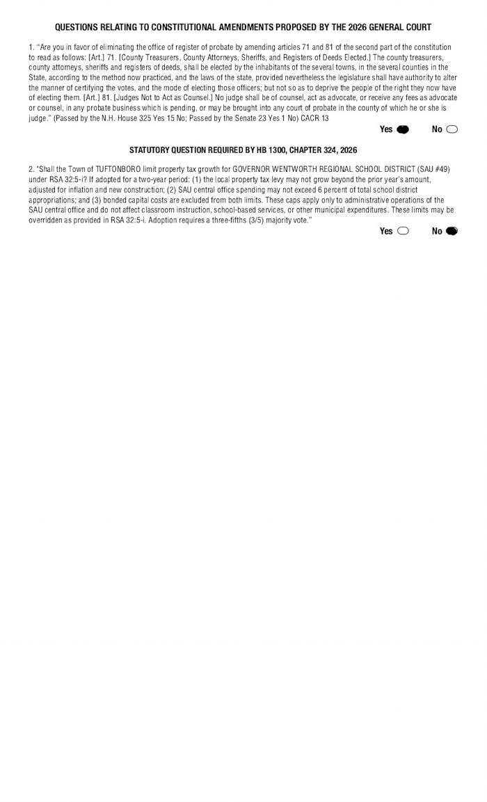 tuftonboro sample ballot page 2